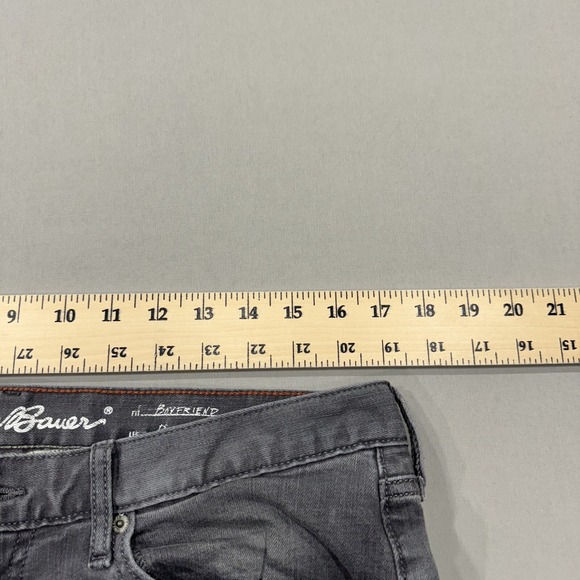 Eddie Bauer Jeans Womens 8 Petite Gray Lined Boyfriend Relaxed Medium Wash Denim - Picture 3 of 9